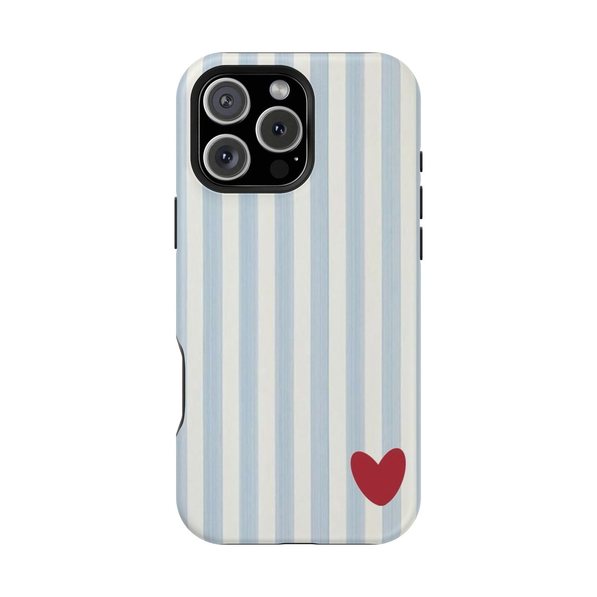 Striped Blue Heart Phone Case — Magnetic Impact-Resistant