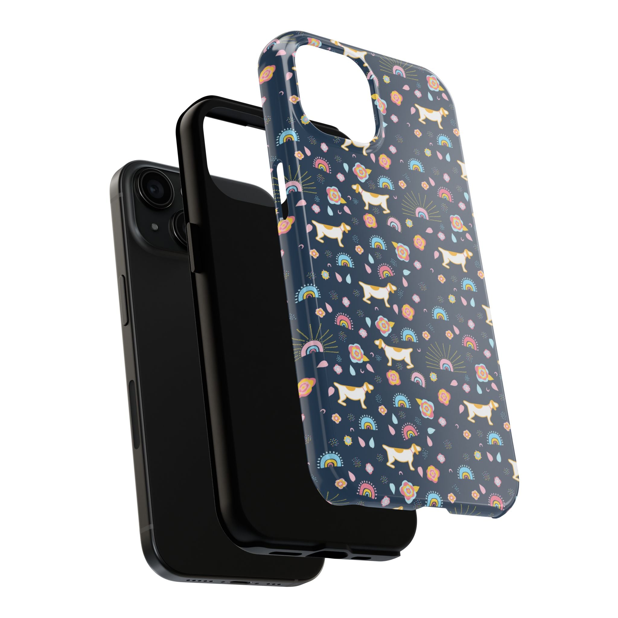 Dachshund Rainbows Tough Phone Case — Cute Floral Wiener Dog Protective Cover
