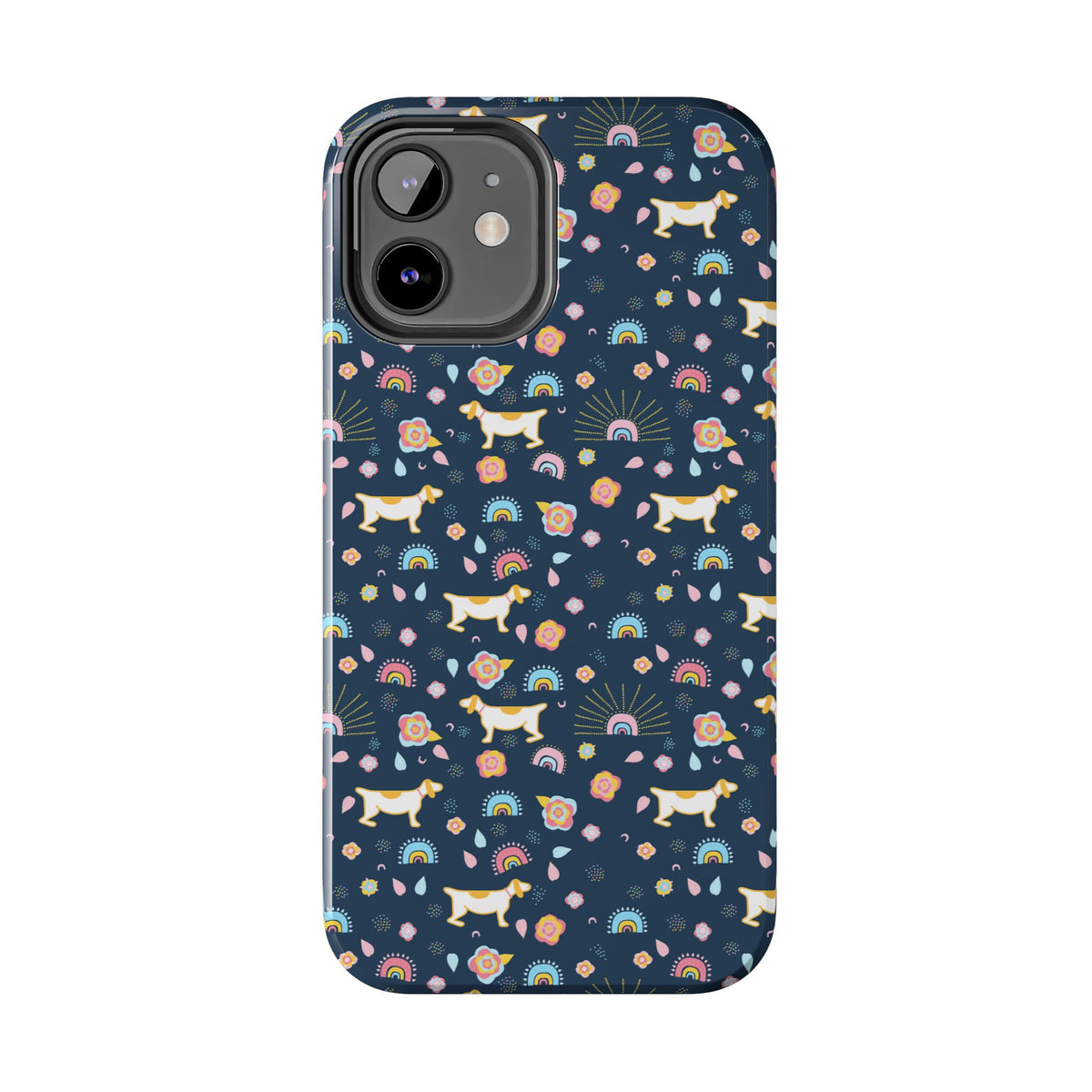 Dachshund Rainbows Tough Phone Case — Cute Floral Wiener Dog Protective Cover