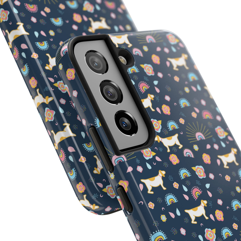 Dachshund Rainbows Tough Phone Case — Cute Floral Wiener Dog Protective Cover