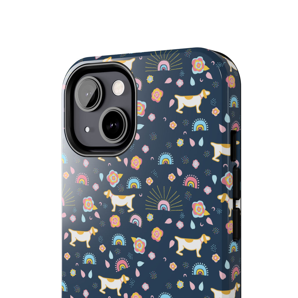 Dachshund Rainbows Tough Phone Case — Cute Floral Wiener Dog Protective Cover