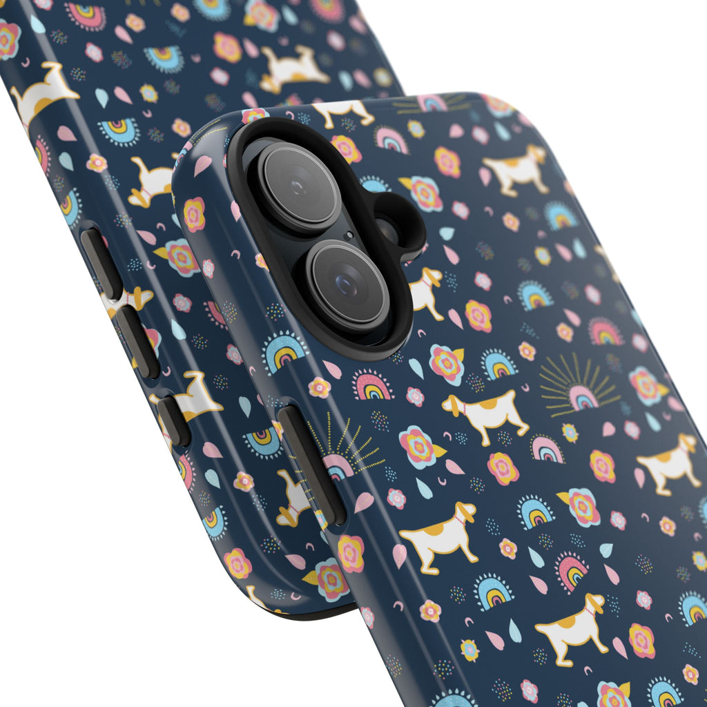 Dachshund Rainbows Tough Phone Case — Cute Floral Wiener Dog Protective Cover