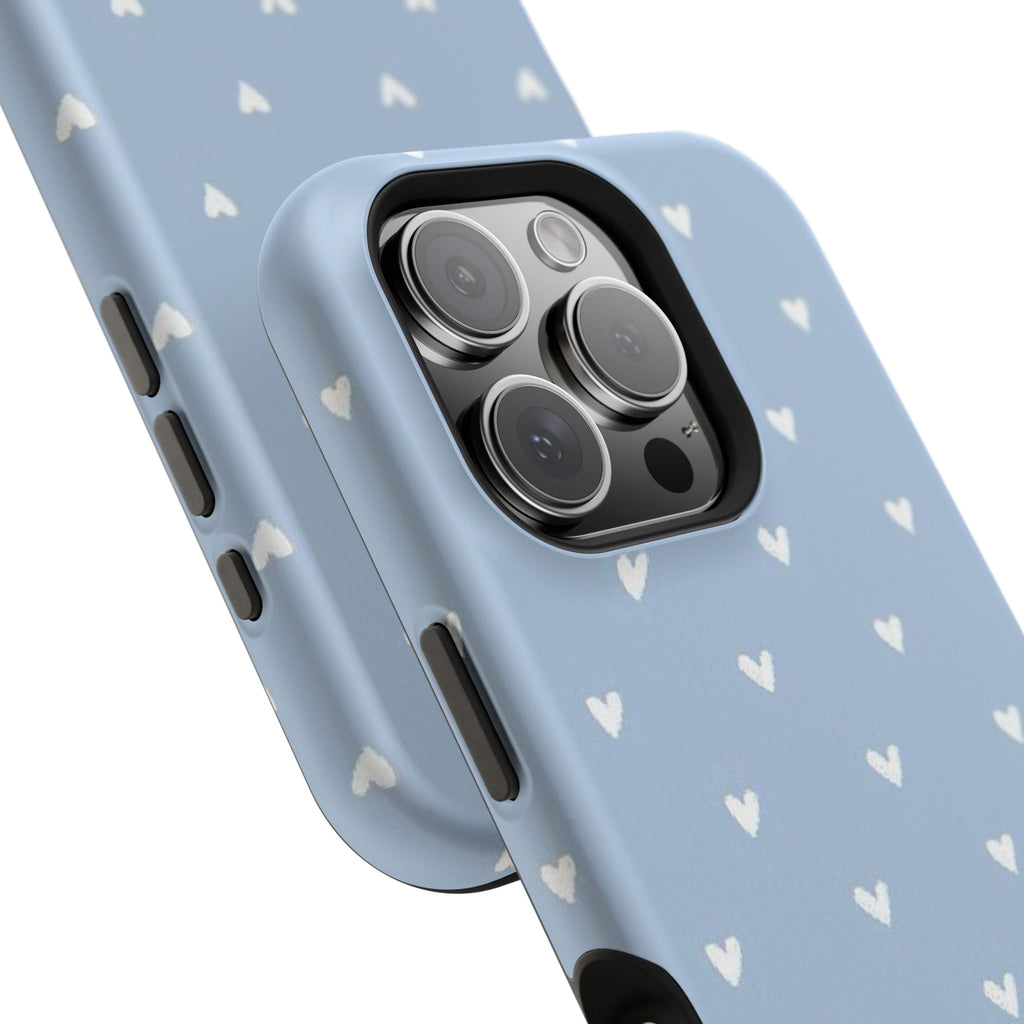Blue Heart Pattern Magnetic Impact-Resistant Phone Case