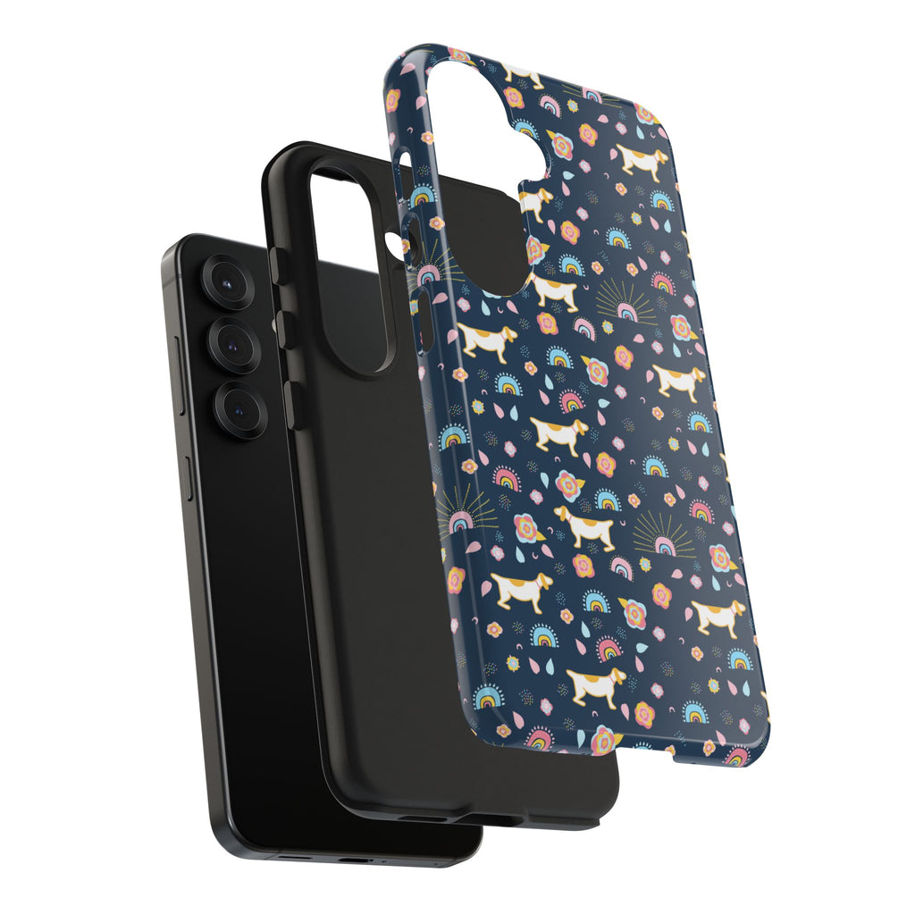 Dachshund Rainbows Tough Phone Case — Cute Floral Wiener Dog Protective Cover