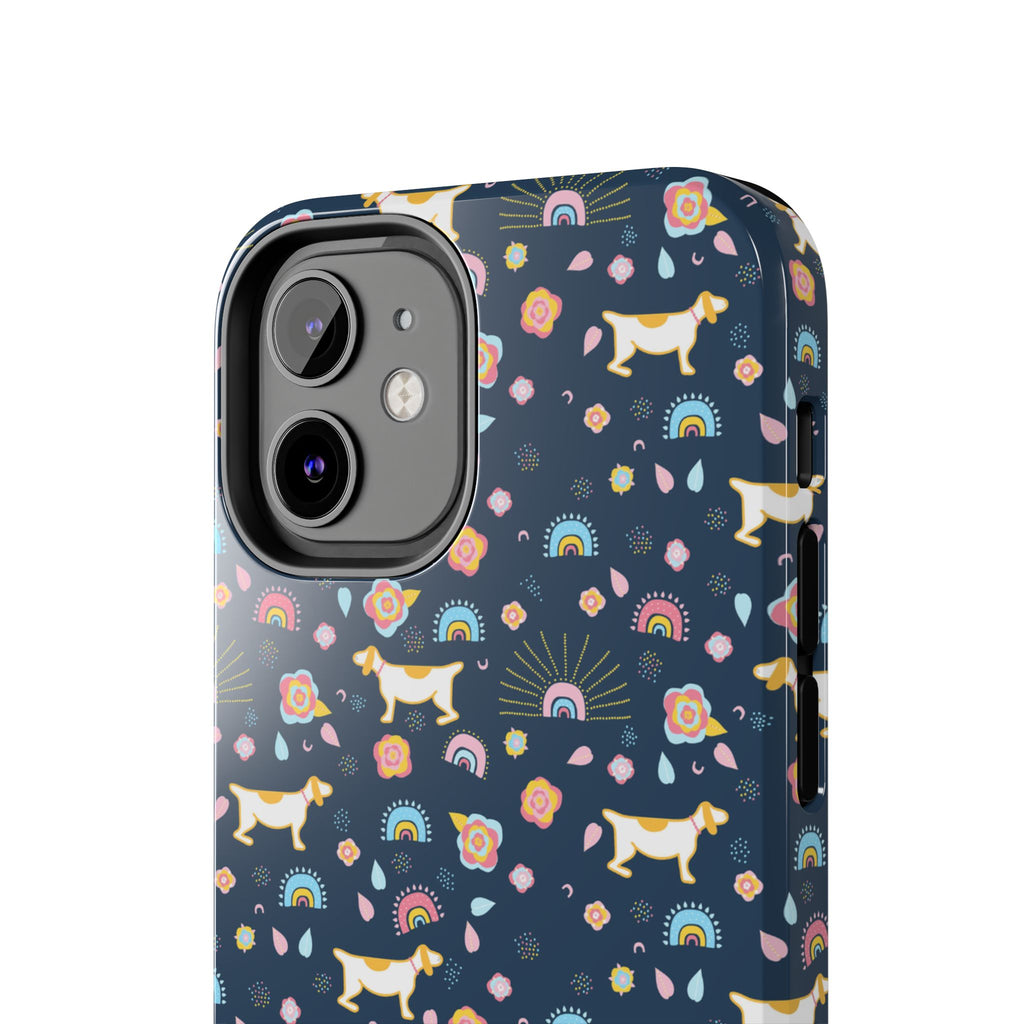 Dachshund Rainbows Tough Phone Case — Cute Floral Wiener Dog Protective Cover