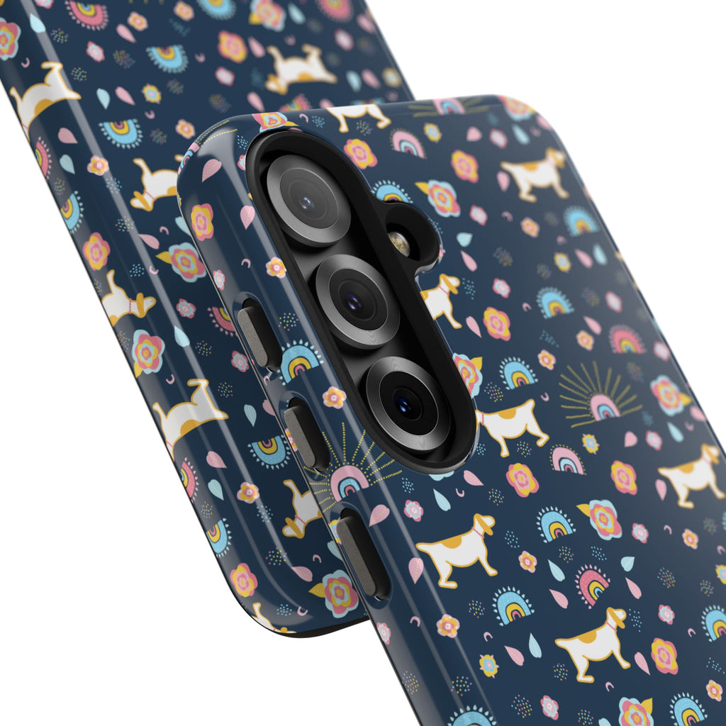 Dachshund Rainbows Tough Phone Case — Cute Floral Wiener Dog Protective Cover