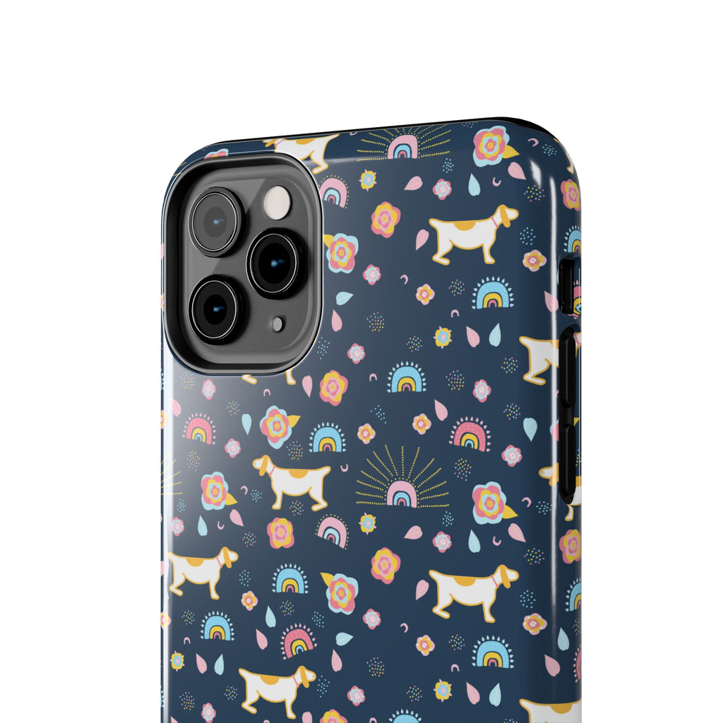 Dachshund Rainbows Tough Phone Case — Cute Floral Wiener Dog Protective Cover