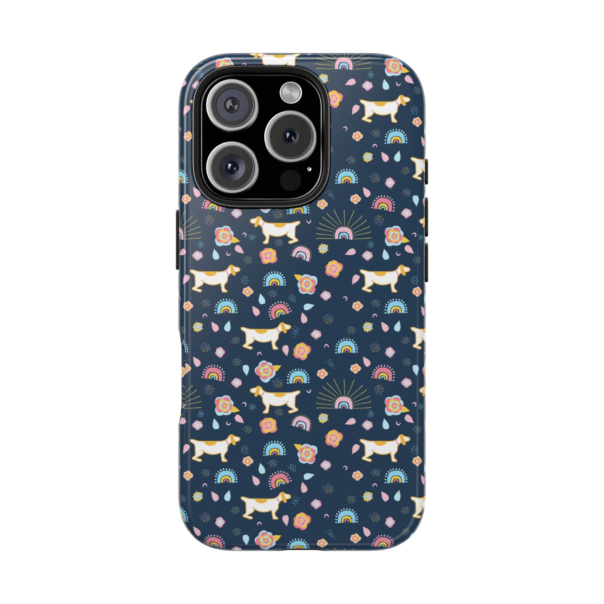 Dachshund Rainbows Tough Phone Case — Cute Floral Wiener Dog Protective Cover