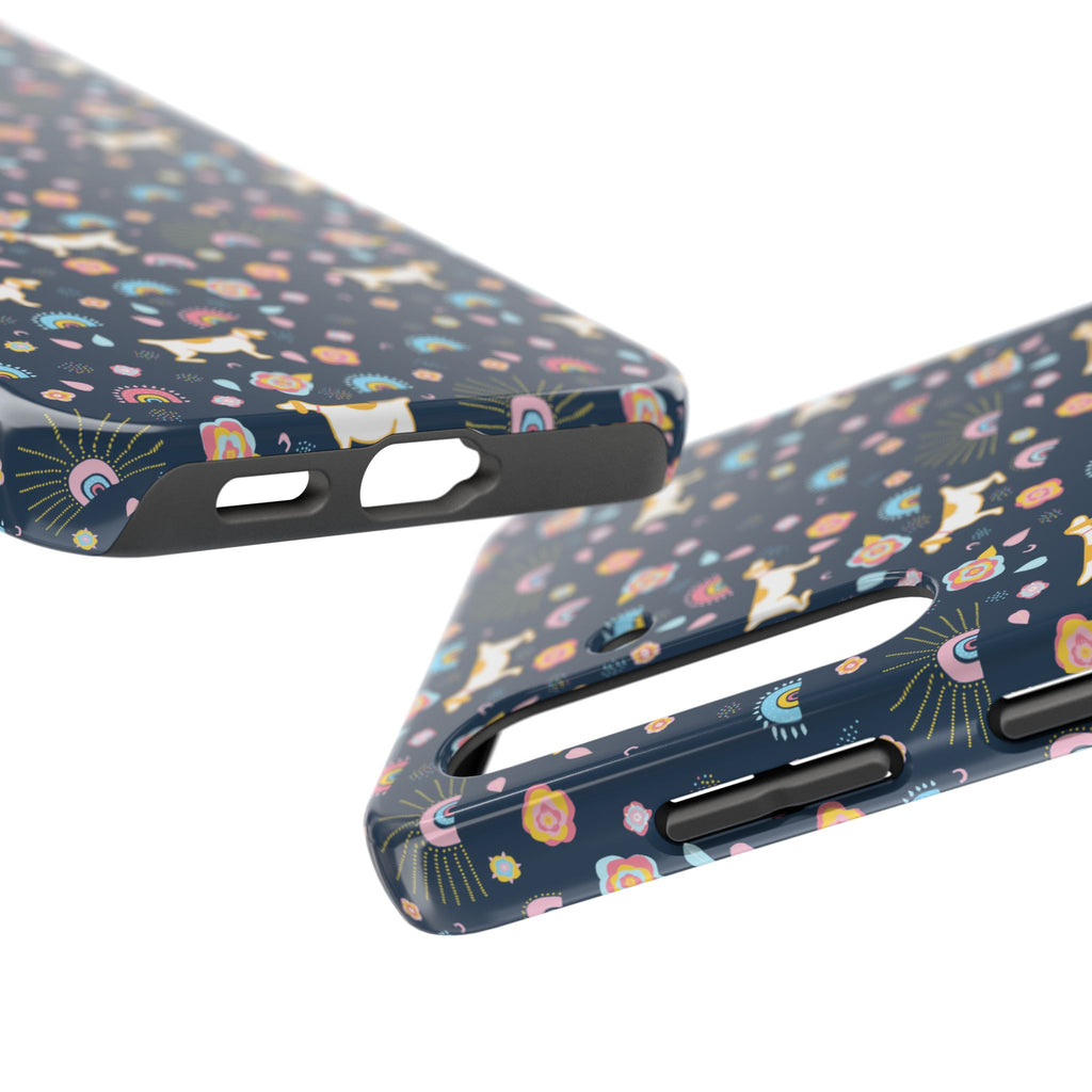 Dachshund Rainbows Tough Phone Case — Cute Floral Wiener Dog Protective Cover
