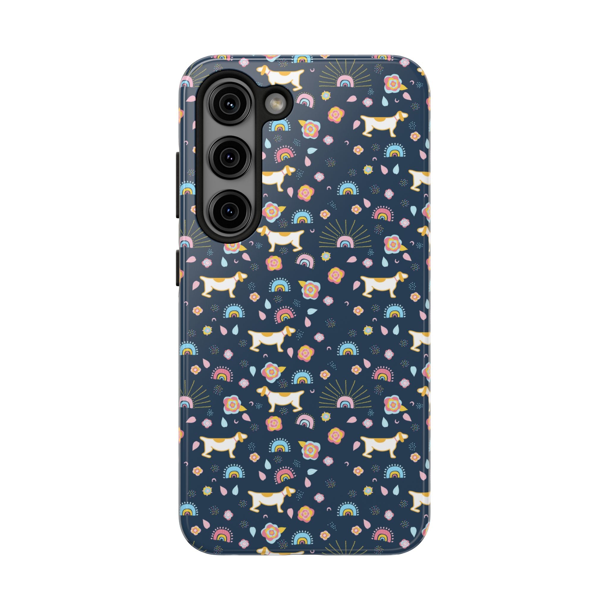 Dachshund Rainbows Tough Phone Case — Cute Floral Wiener Dog Protective Cover