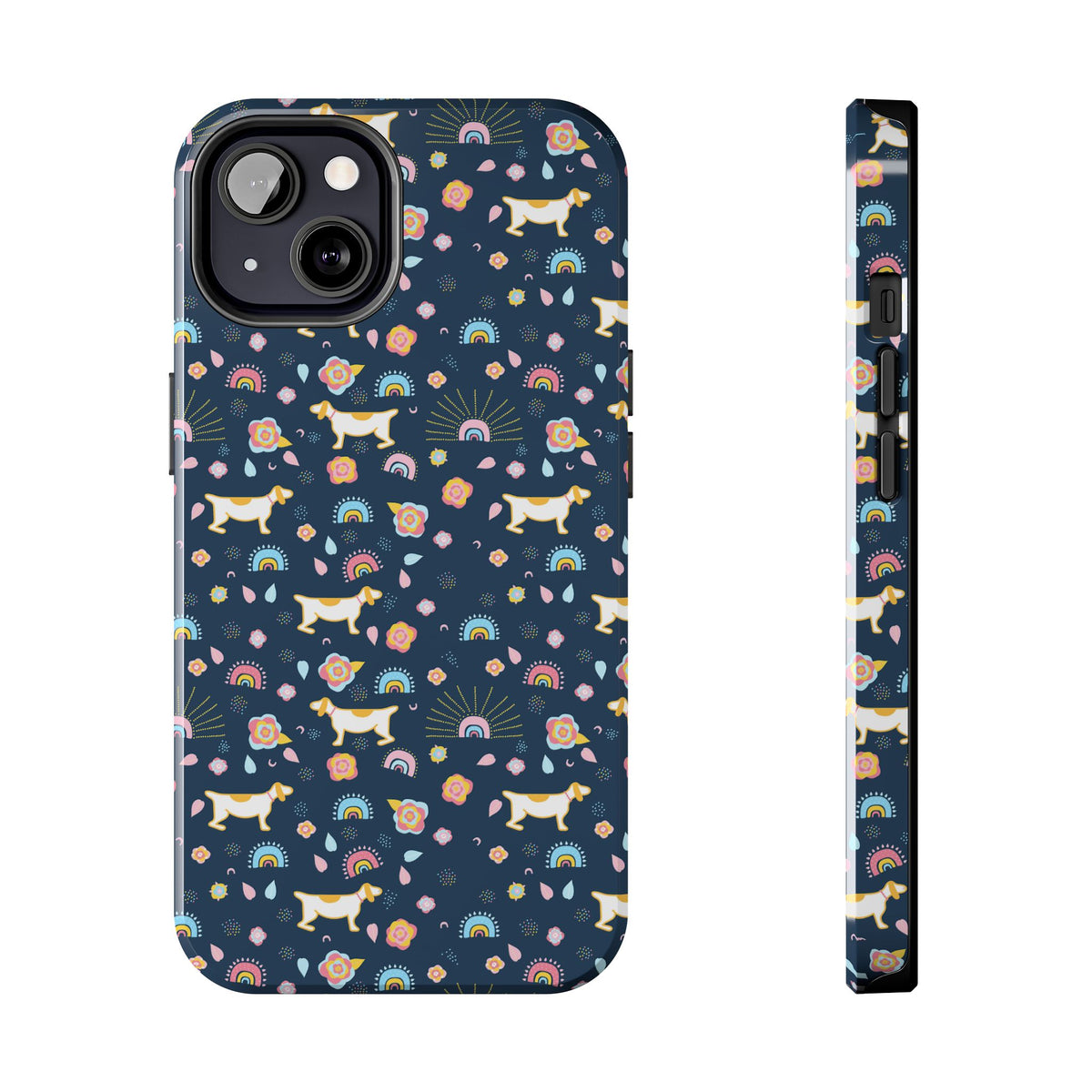 Dachshund Rainbows Tough Phone Case — Cute Floral Wiener Dog Protective Cover