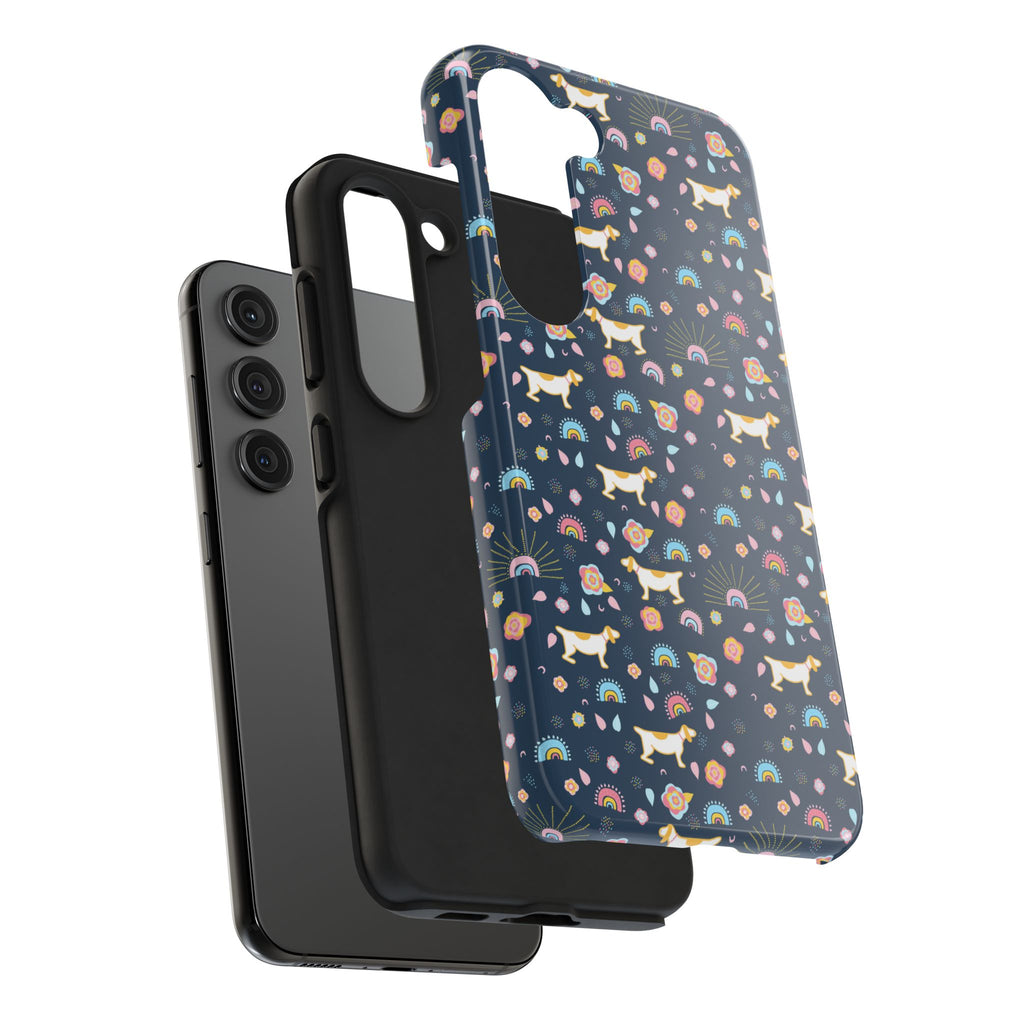 Dachshund Rainbows Tough Phone Case — Cute Floral Wiener Dog Protective Cover
