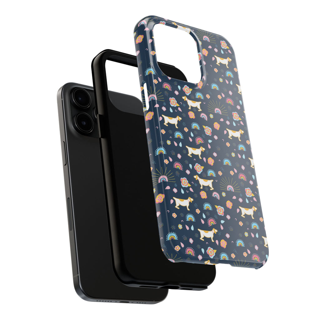 Dachshund Rainbows Tough Phone Case — Cute Floral Wiener Dog Protective Cover