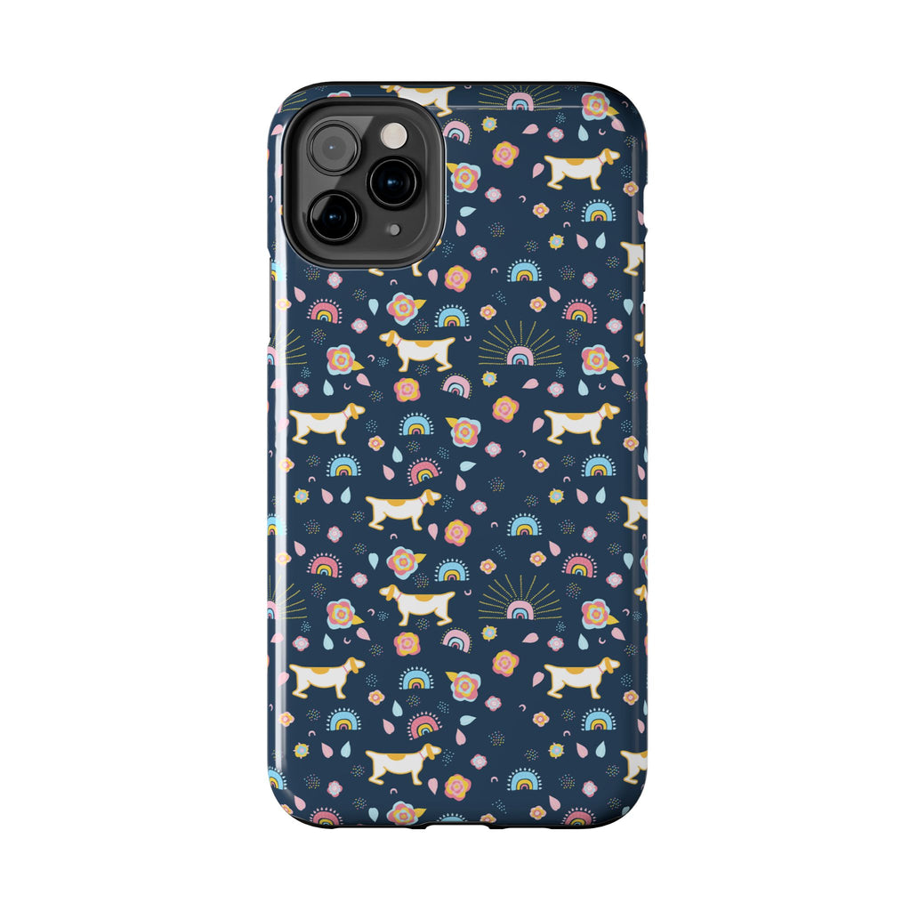 Dachshund Rainbows Tough Phone Case — Cute Floral Wiener Dog Protective Cover
