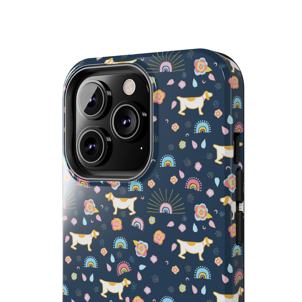 Dachshund Rainbows Tough Phone Case — Cute Floral Wiener Dog Protective Cover