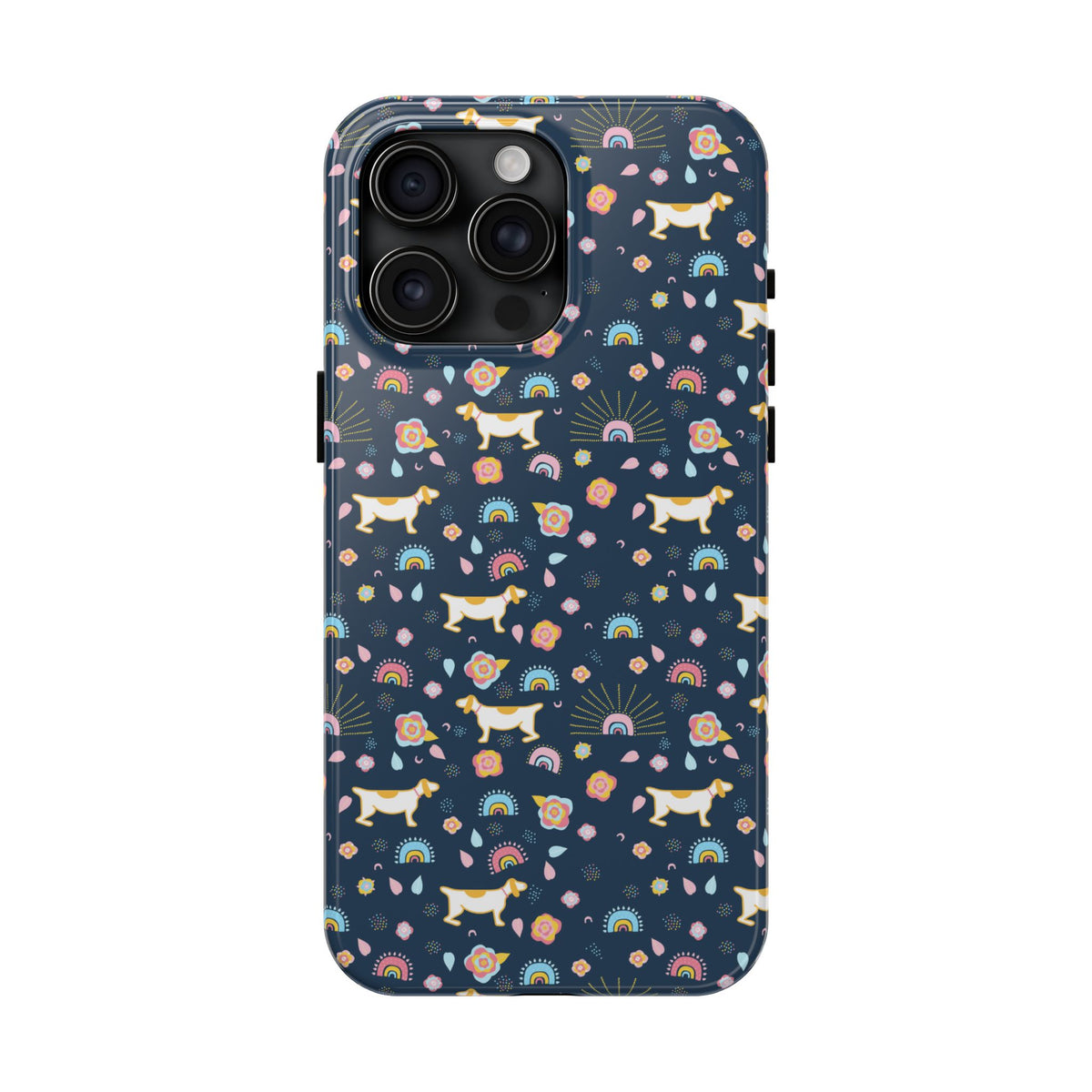 Dachshund Rainbows Tough Phone Case — Cute Floral Wiener Dog Protective Cover