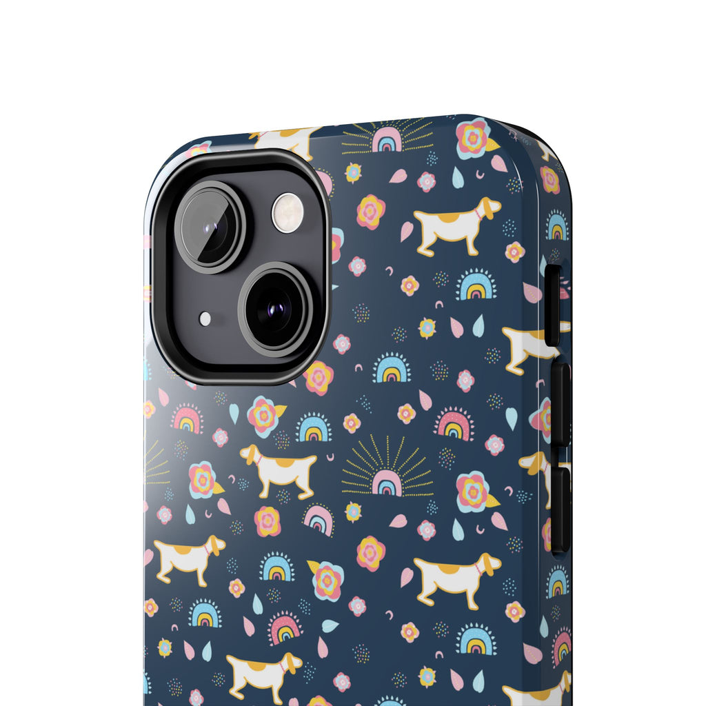 Dachshund Rainbows Tough Phone Case — Cute Floral Wiener Dog Protective Cover