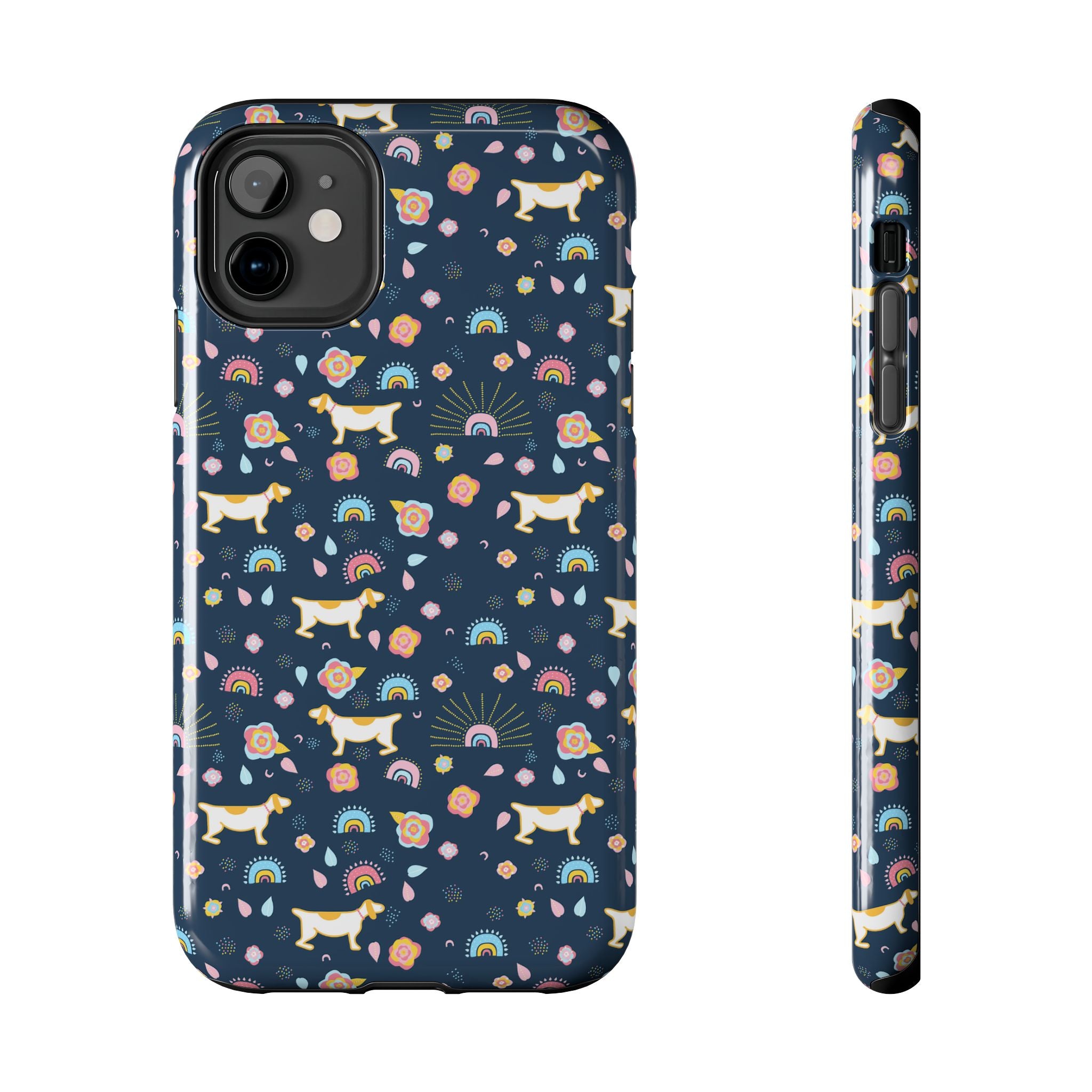 Dachshund Rainbows Tough Phone Case — Cute Floral Wiener Dog Protective Cover