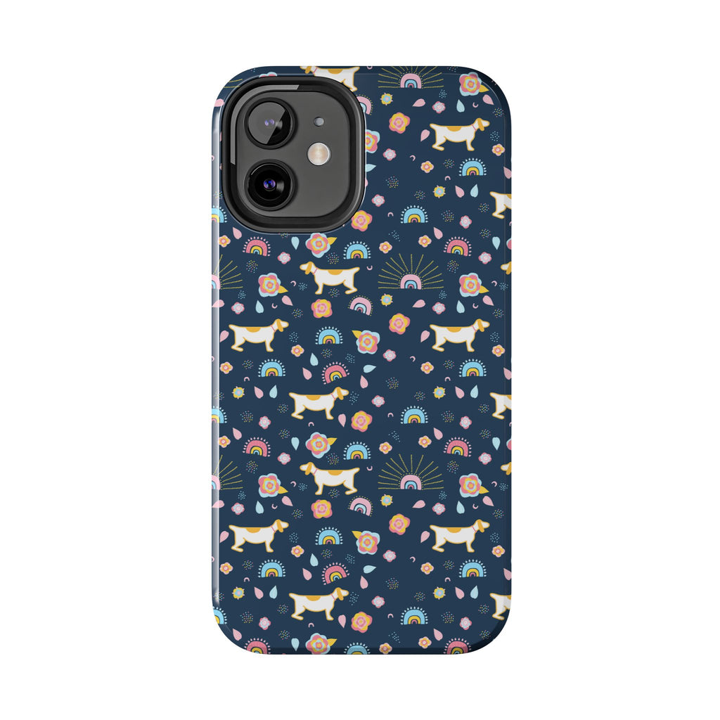 Dachshund Rainbows Tough Phone Case — Cute Floral Wiener Dog Protective Cover