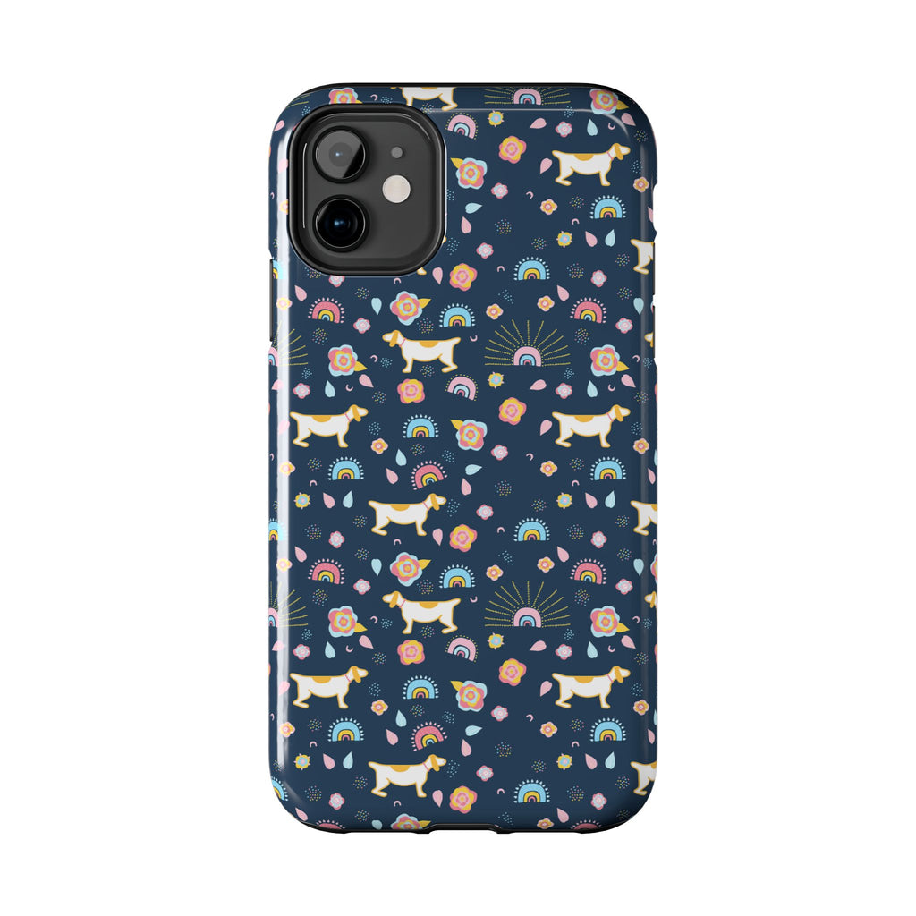 Dachshund Rainbows Tough Phone Case — Cute Floral Wiener Dog Protective Cover