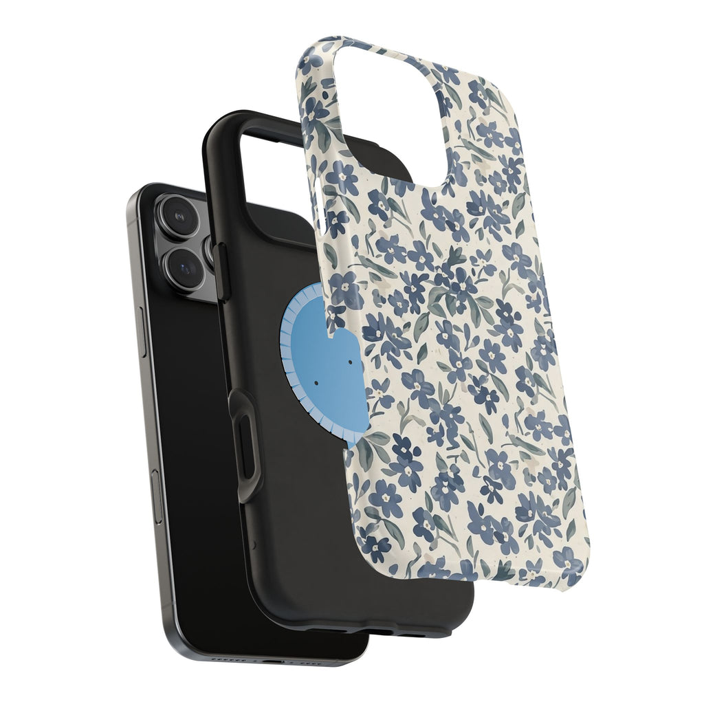 Floral Blue Petite Phone Case — Magnetic Impact‑Resistant